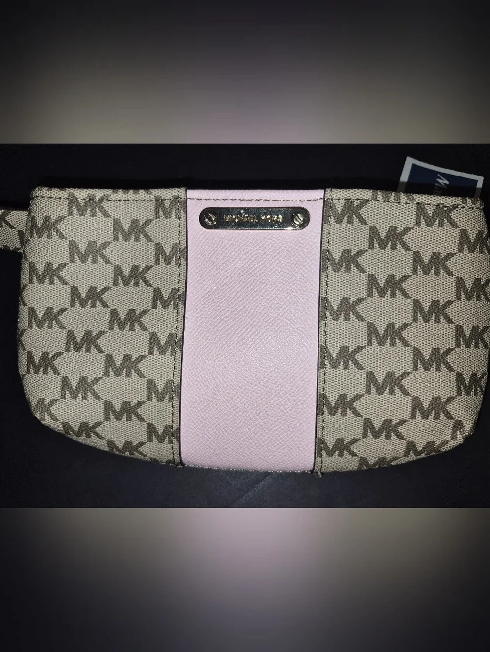 💕NWT MICHAEL KORS Logo Adjustable Belt Bag Crossbody Fanny Pack Purse Pink Tan